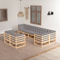 8 Piece Garden Lounge Set with Cushions Solid Pinewood vidaXL