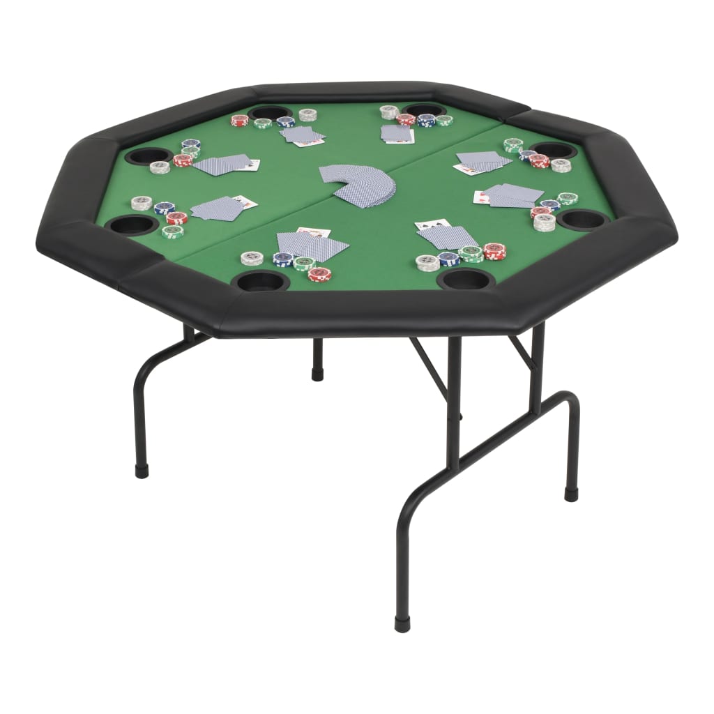 8-Player Folding Poker Table 2 Fold Octagonal Green vidaXL