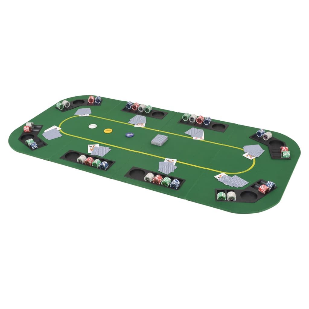 8-Player Folding Poker Tabletop 4 Fold Rectangular Green vidaXL