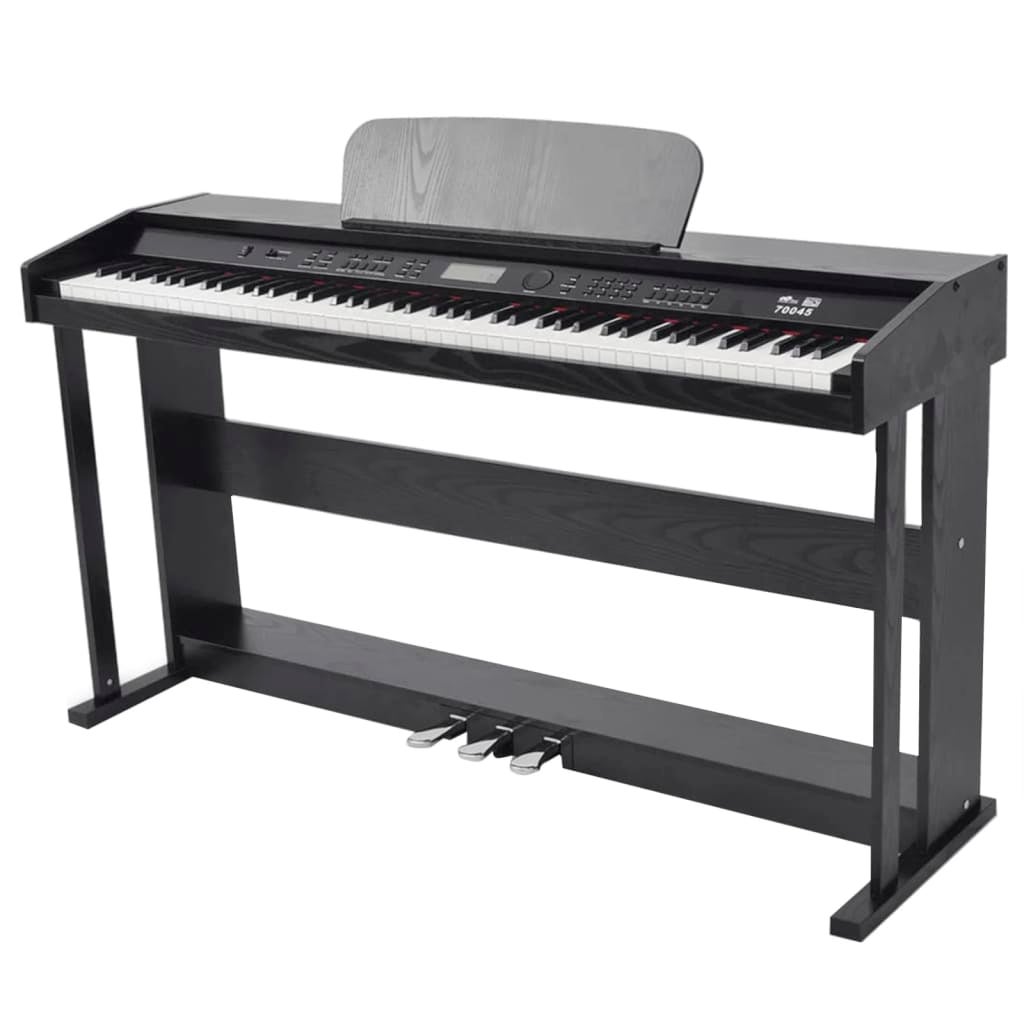 88-Key Digital Piano with Pedals Black Melamine Board vidaXL