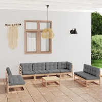 9 Piece Garden Lounge Set with Cushions Solid Pinewood vidaXL