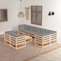 9 Piece Garden Lounge Set with Cushions Solid Pinewood vidaXL