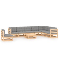 9 Piece Garden Lounge Set with Cushions Solid Pinewood vidaXL
