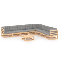 9 Piece Garden Lounge Set with Cushions Solid Pinewood vidaXL