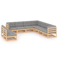9 Piece Garden Lounge Set with Cushions Solid Pinewood vidaXL