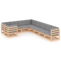9 Piece Garden Lounge Set with Cushions Solid Pinewood vidaXL