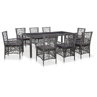 9 Piece Outdoor Dining Set Poly Rattan Grey vidaXL