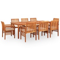 9 Piece Outdoor Dining Set with Cushions Solid Wood Acacia vidaXL