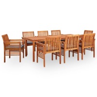 9 Piece Outdoor Dining Set with Cushions Solid Wood Acacia vidaXL
