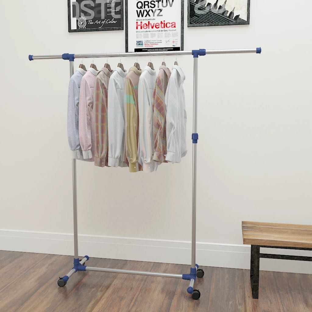 Adjustable Clothes Rack Stainless Steel 165x44x150 cm Silver vidaXL