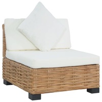 Armless Sofa with Cushions Natural Rattan vidaXL