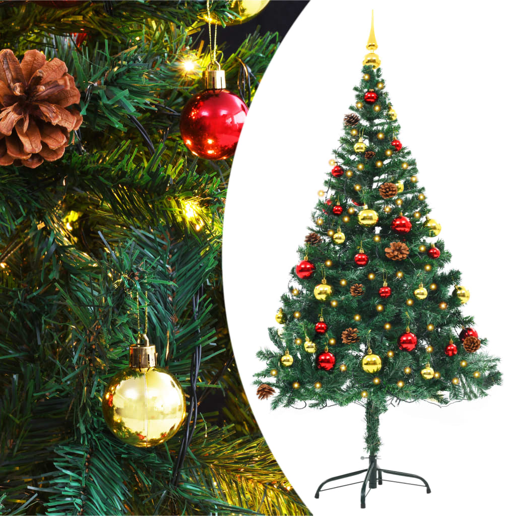 Artificial Pre-lit Christmas Tree with Baubles Green 150 cm vidaXL