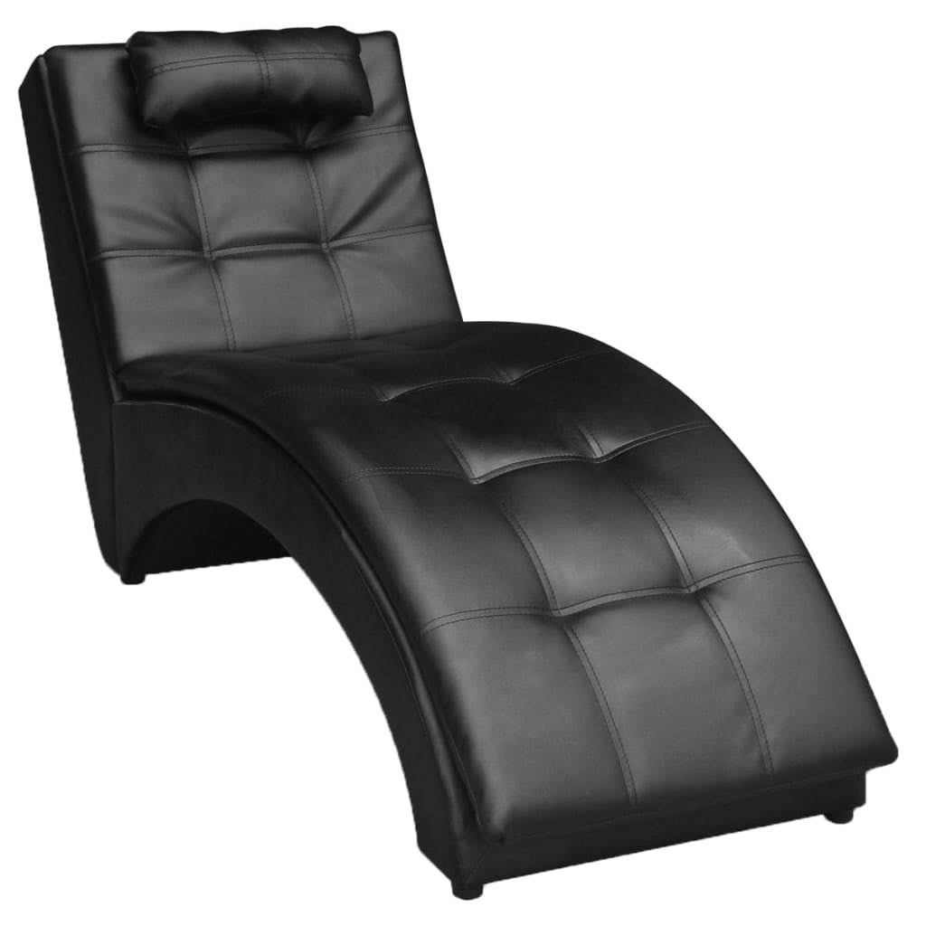 Artificial Leather Chaise Chair Sofa Bed Lounge Recliner White/Black vidaXL
