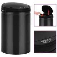 Automatic Sensor Dustbin 30 L Carbon Steel Black vidaXL
