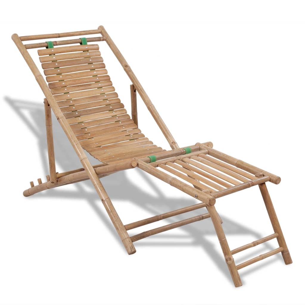Outdoor Deck Chair with Footrest Bamboo vidaXL