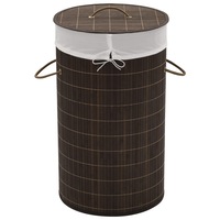 Bamboo Laundry Bin Round Dark Brown vidaXL