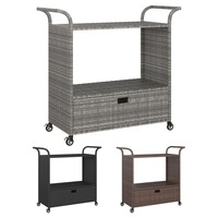 Bar Cart with Drawer Poly Rattan Patio Storage Trolley Multi Colours vidaXL