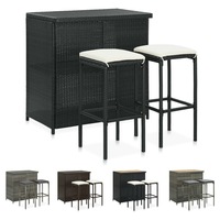 Bar Set 3 Piece Bistro Pub Table and Stool Poly Rattan Multi Colours vidaXL