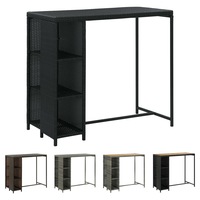 Bar Table with Storage Rack Pub Dining Table Poly Rattan Multi Colours vidaXL