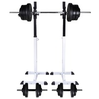 Barbell Squat Rack with Barbell and Dumbbell Set 60.5 kg vidaXL
