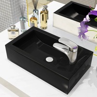 Basin with Faucet Hole Rectangular Ceramic Black 46x25.5x12 cm vidaXL