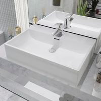 Basin with Faucet Hole Ceramic White 60.5x42.5x14.5 cm vidaXL