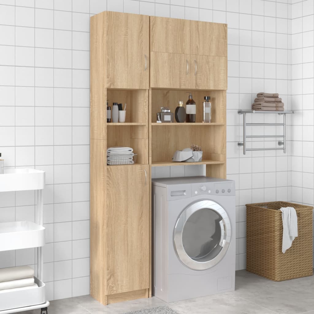 Bathroom Cabinet Sonoma Oak 32x25.5x190 cm Engineered Wood vidaXL