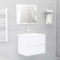 2 Piece Bathroom Furniture Set White Engineered Wood vidaXL