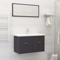 Bathroom Furniture Set Cabinet Mirror Storage Toilet Cupboard Wall vidaXL