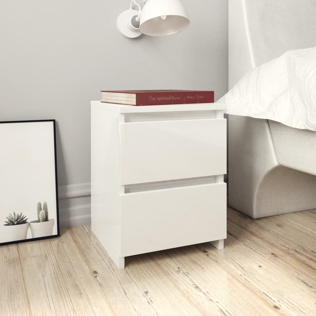 Bedside Cabinets 2 pcs High Gloss White 30x30x40 cm Engineered Wood vidaXL