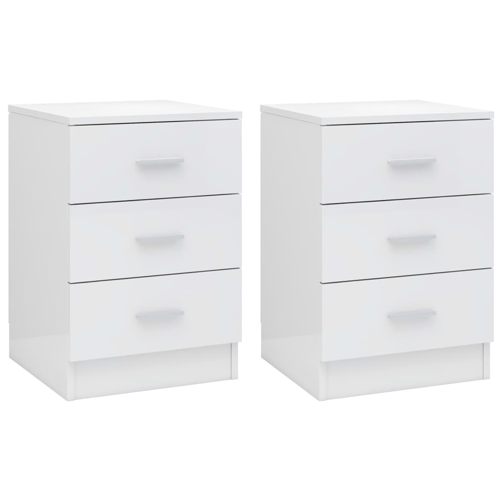 Bedside Cabinets 2 pcs High Gloss White 38x35x56 cm Engineered Wood vidaXL