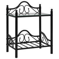 Bedside Table Steel and Tempered Glass 45x30.5x60 cm Black vidaXL