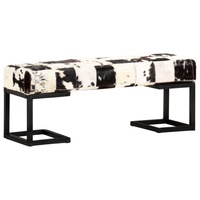 Bench 110 cm Black Patchwork Genuine Goat Leather vidaXL