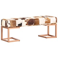 Bench 110 cm Brown Patchwork Genuine Goat Leather vidaXL