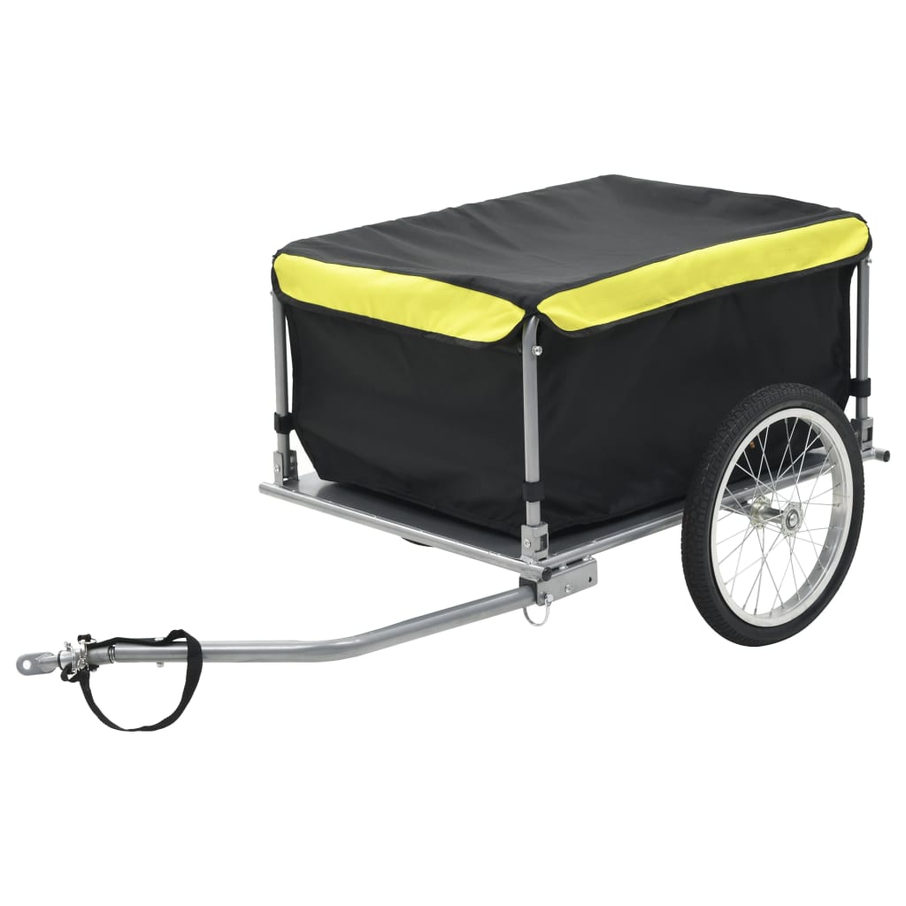 Bike Cargo Trailer Black and Yellow 65kg Transport Carrier Tow Cart
