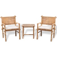 3 Piece Bistro Set with Cushions Bamboo vidaXL