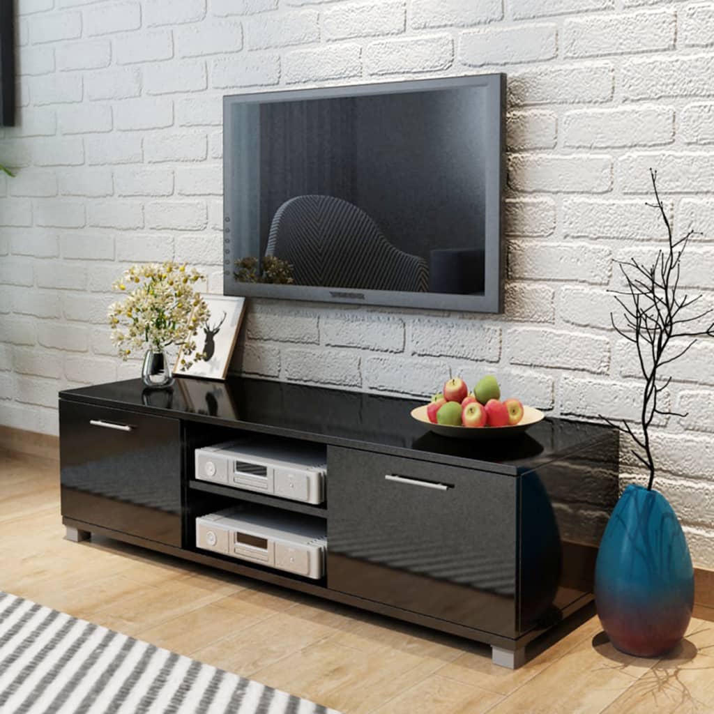 TV Cabinet High-Gloss Black 120x40.5x35 cm vidaXL