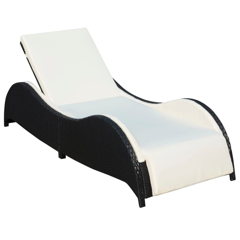 Sun Lounger with Cushion Poly Rattan Black MyDeal