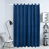 Blackout Curtain with Metal Rings Velvet Dark Blue 290x245 cm vidaXL