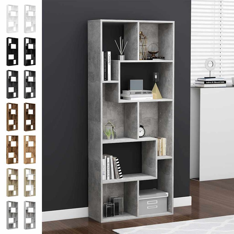 Buy Book Cabinet White Chipboard Bookcase Room Divider Rack Multi ...