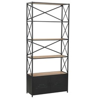 Bookcase Solid Firwood and Steel 80x32.5x180 cm vidaXL