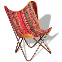 Butterfly Chair Multicolour Chindi Fabric vidaXL