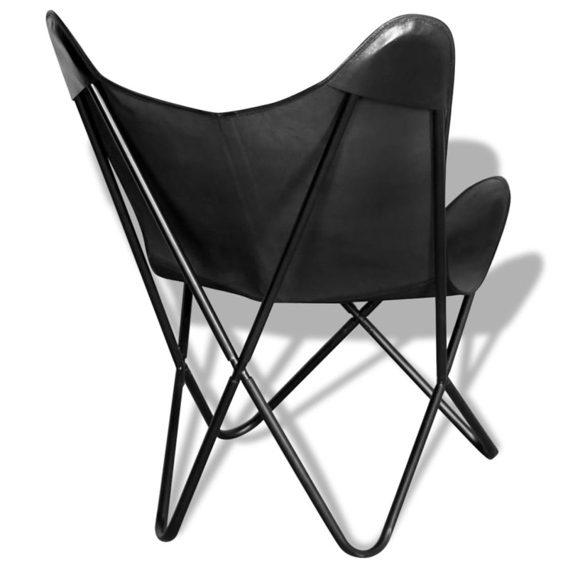 Butterfly Chair Black Real Leather MyDeal