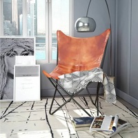 Butterfly Chair Brown Real Leather vidaXL