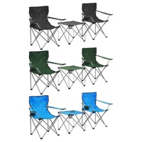 Camping Table and Chair Set 3 Piece Outdoor Furniture Multi Colours vidaXL