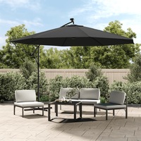 Cantilever Garden Parasol with LED Lights and Metal Pole 350 cm Anthracite vidaXL