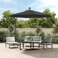 Cantilever Garden Parasol with LED Lights and Steel Pole 300 cm Anthracite vidaXL