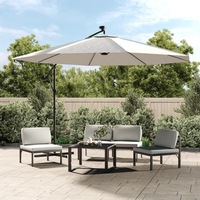 Cantilever Garden Parasol with LED Lights and Metal Pole 350 cm Sand vidaXL