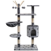 Cat Tree with Sisal Scratching Posts 125 cm Paw Prints Grey vidaXL