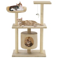 Cat Tree with Sisal Scratching Posts 95 cm Beige vidaXL